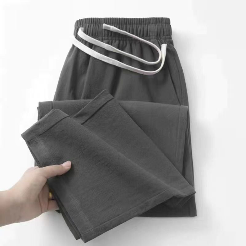 High-End Quality! Linen Pants Men'S Summer Thin Loose Straight Pants Cotton And Linen Pants Men'S Casual Ramie Pants - Image 1
